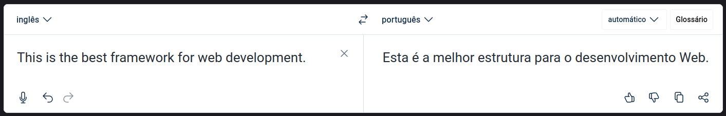 Exemplo de tradução errada