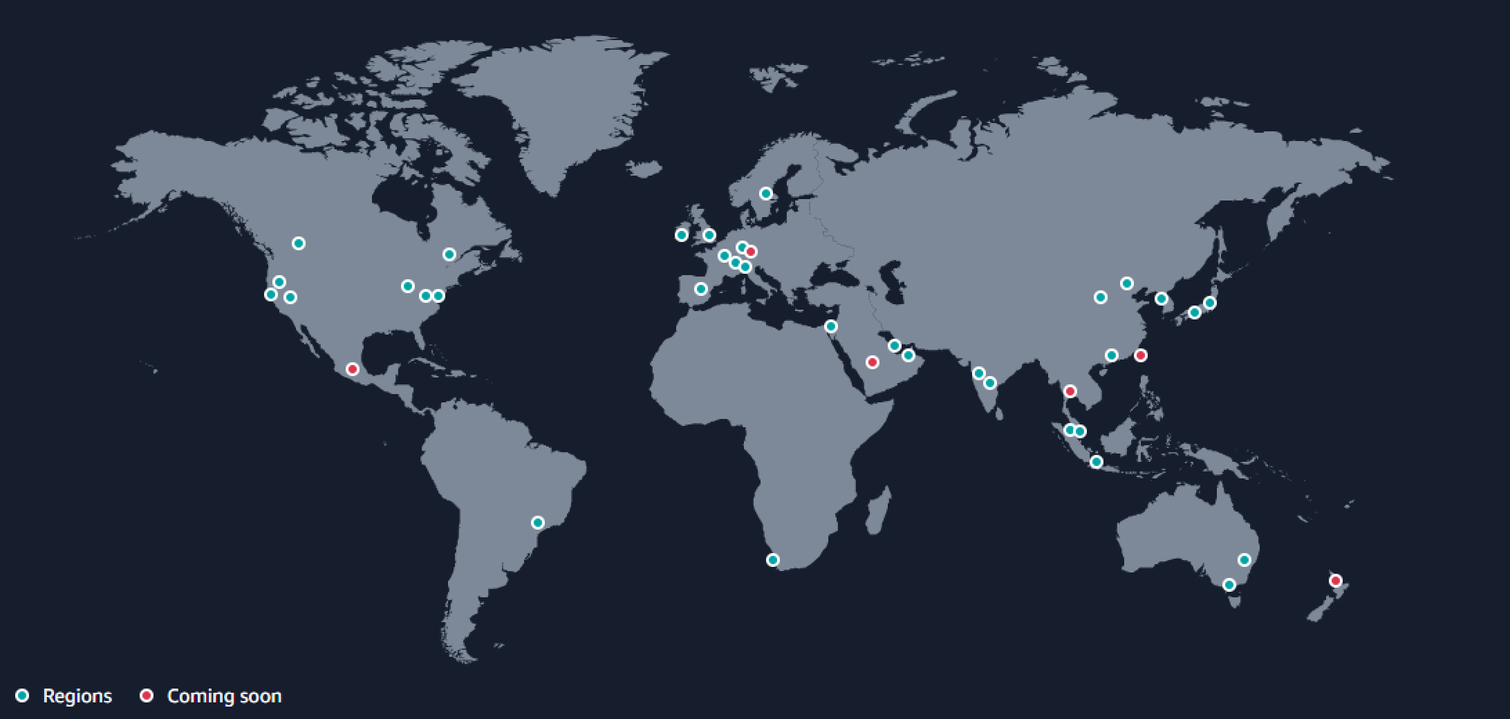 Mapa de infraestrutura global da AWS